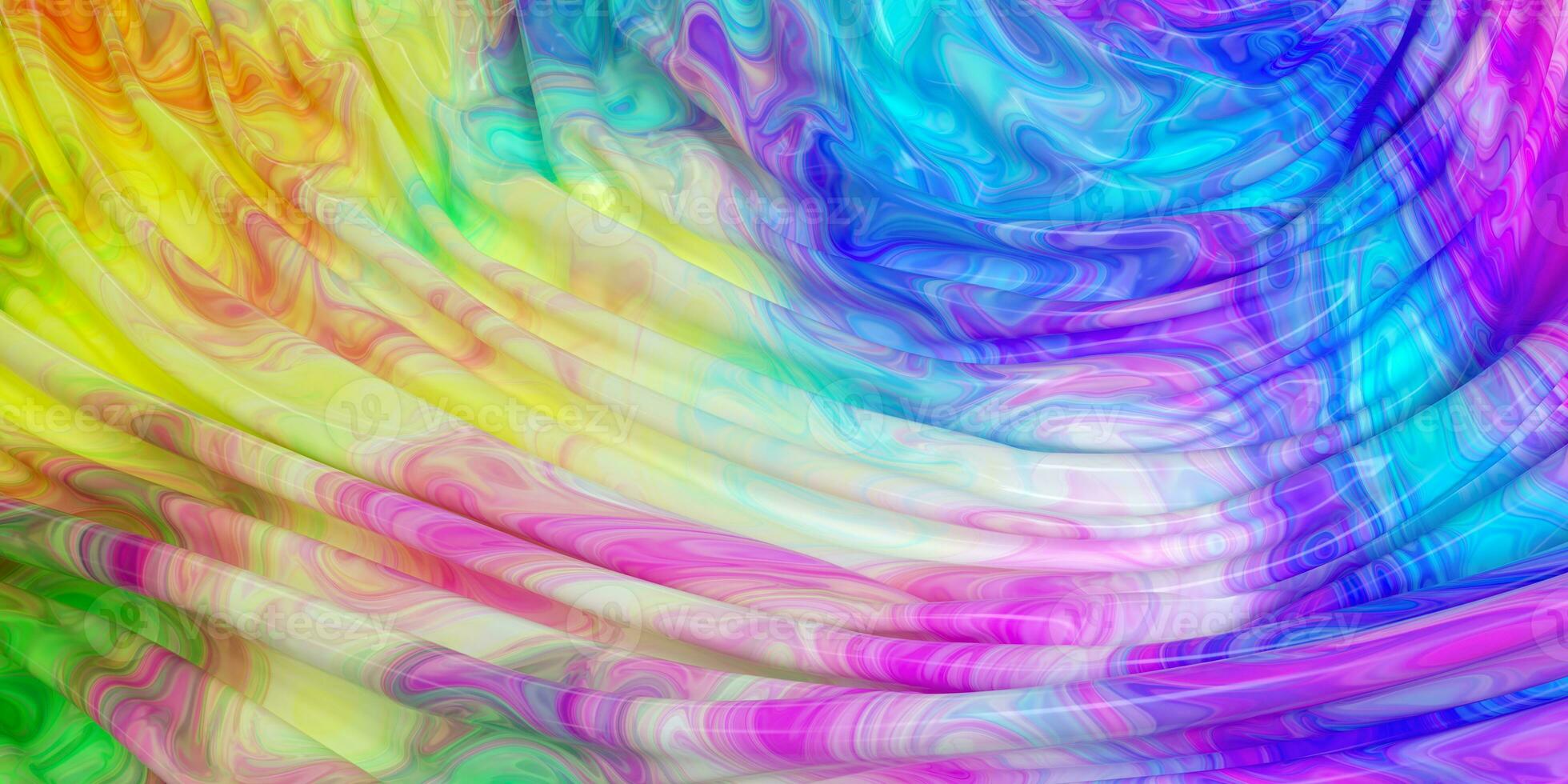 Wave colorful painting pattern with fabric background, 3d rendering. photo