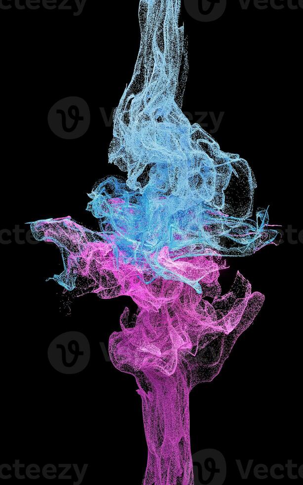 Collision of particles, decorative particles, 3d rendering. photo