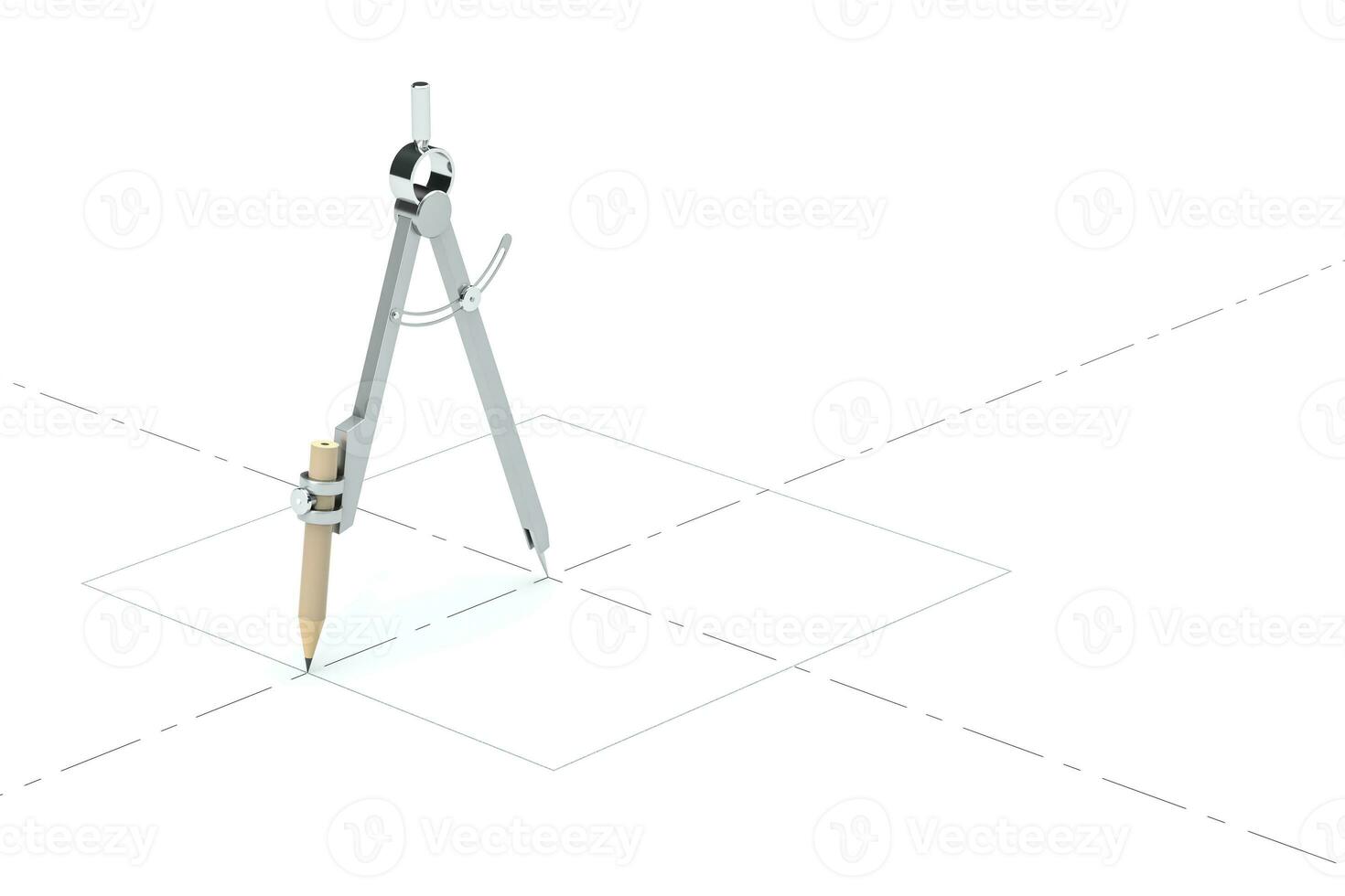 Compasses drawing, unusual concept, 3d rendering. photo