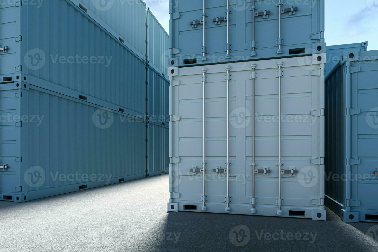 Container and weight,logistics and transmission,3d rendering. photo
