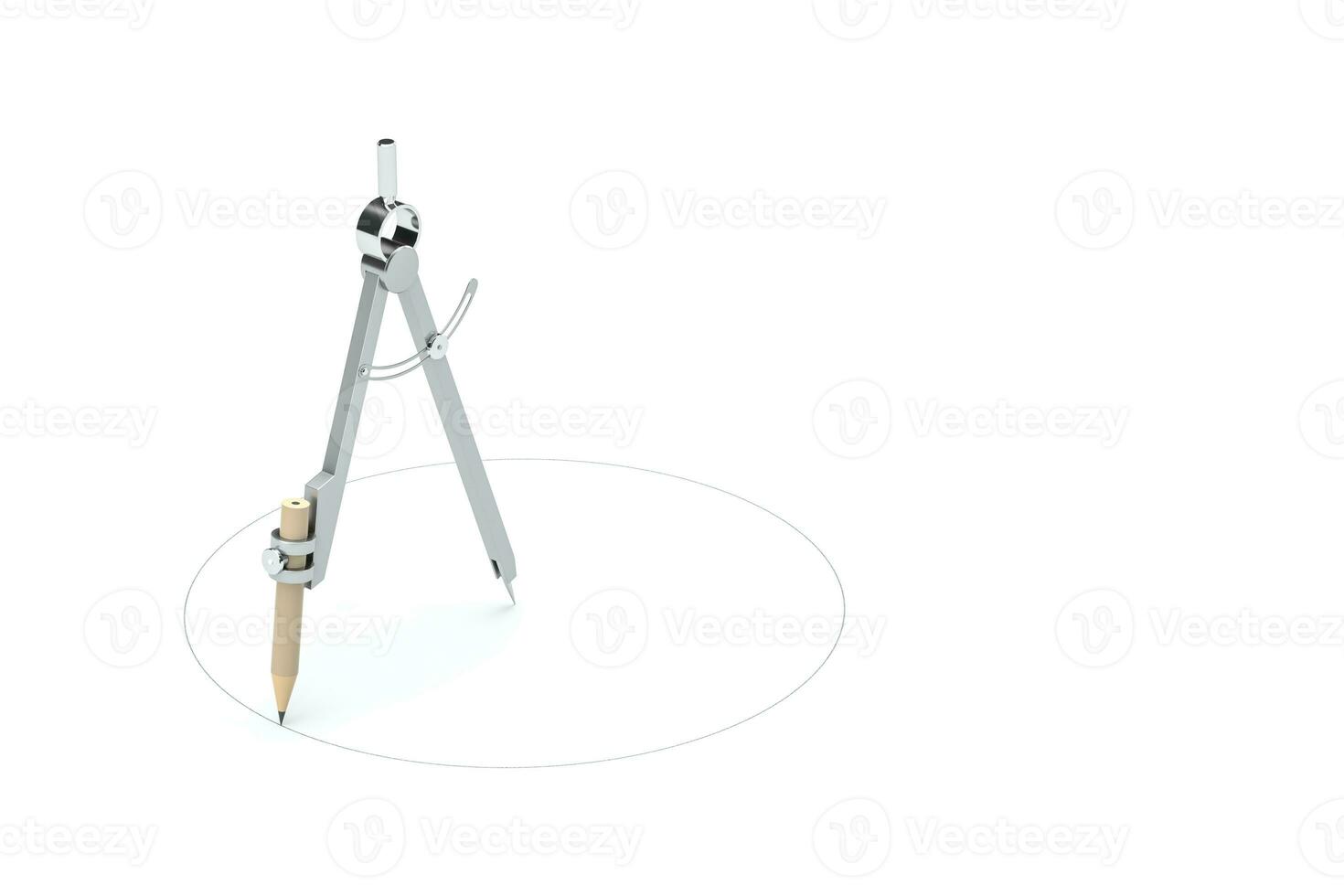Compasses with white background, tools for drawing, 3d rendering. photo