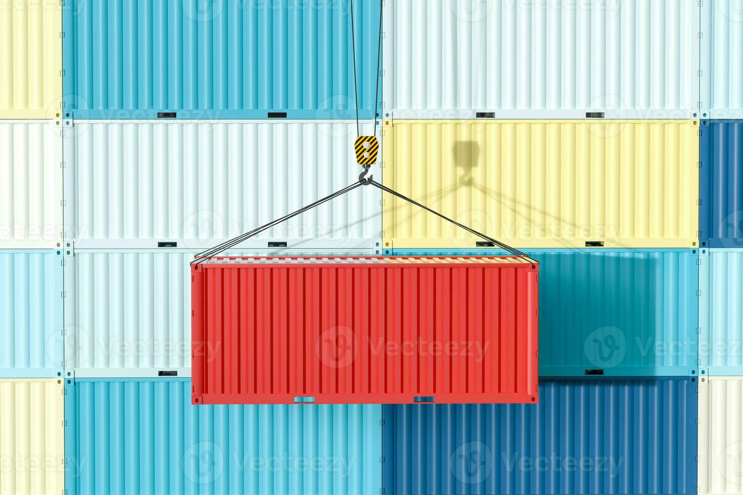 Container and weight,logistics and transmission,3d rendering. photo
