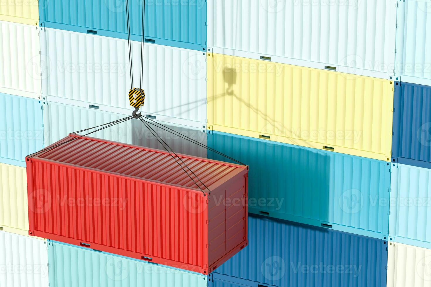 Container and weight,logistics and transmission,3d rendering. photo