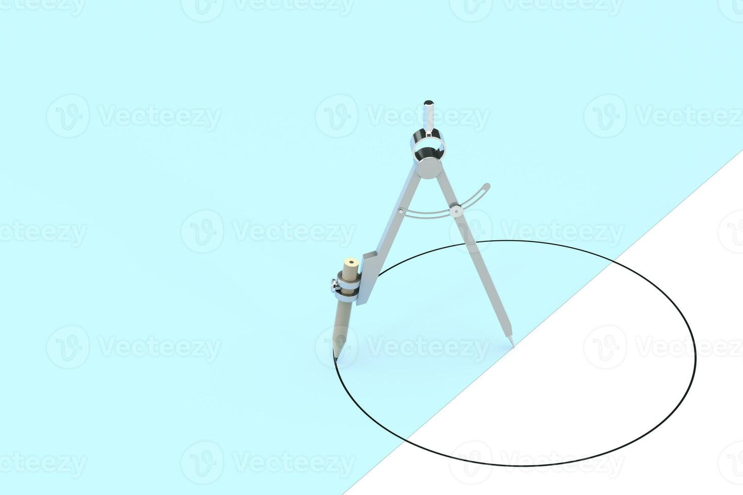 Compasses with white background, tools for drawing, 3d rendering. photo