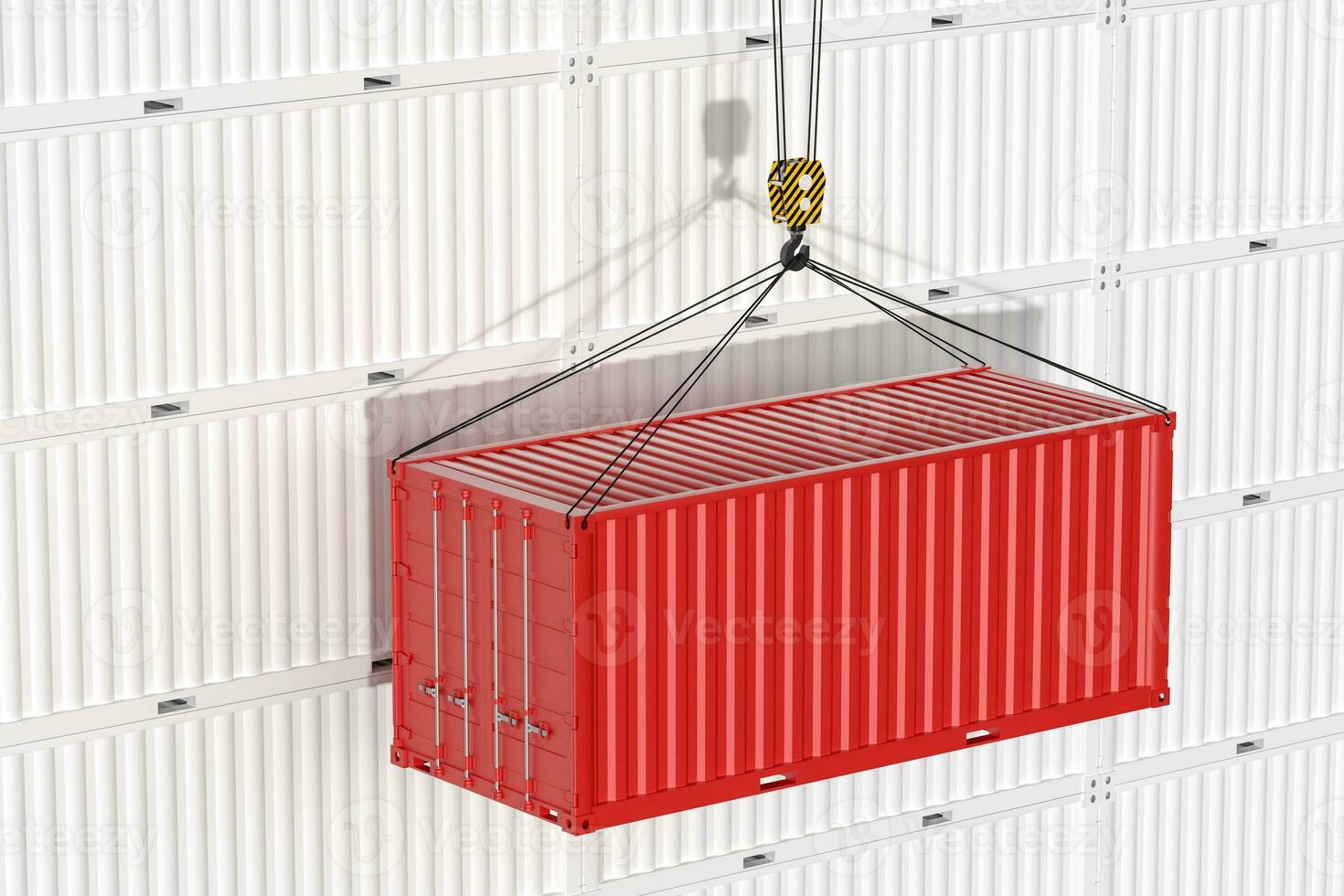 Container and weight,logistics and transmission,3d rendering. photo