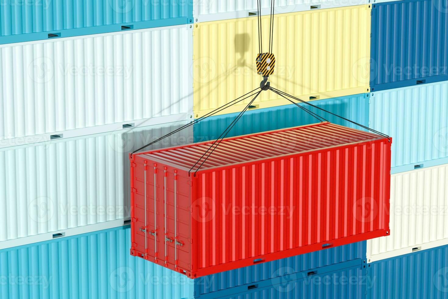 Container and weight,logistics and transmission,3d rendering. photo