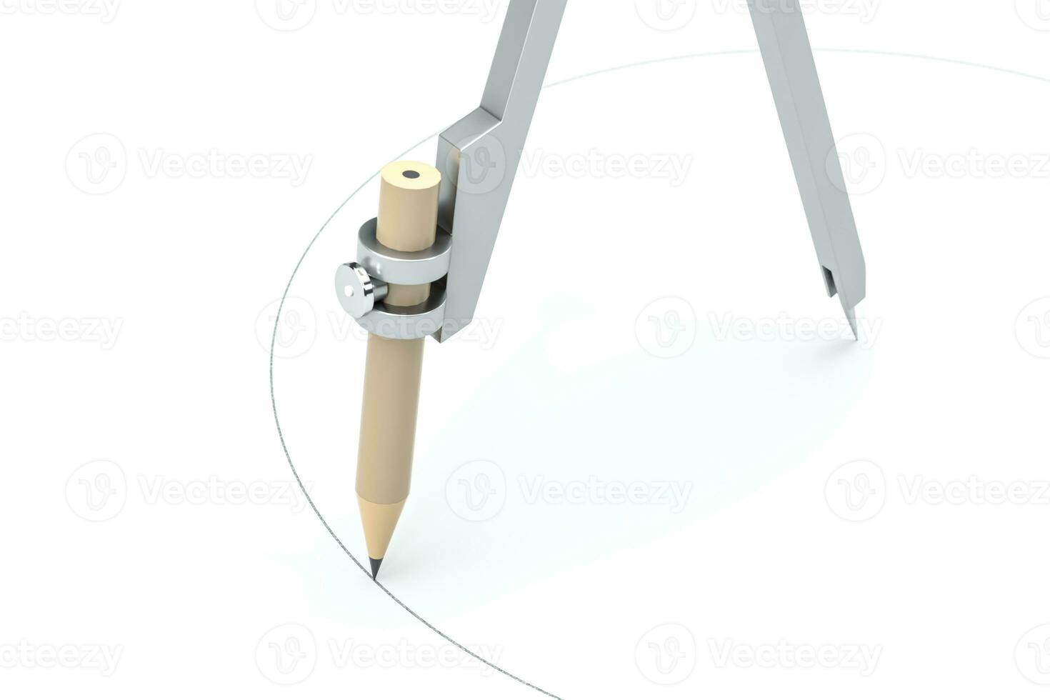 Compasses with white background, tools for drawing, 3d rendering. photo