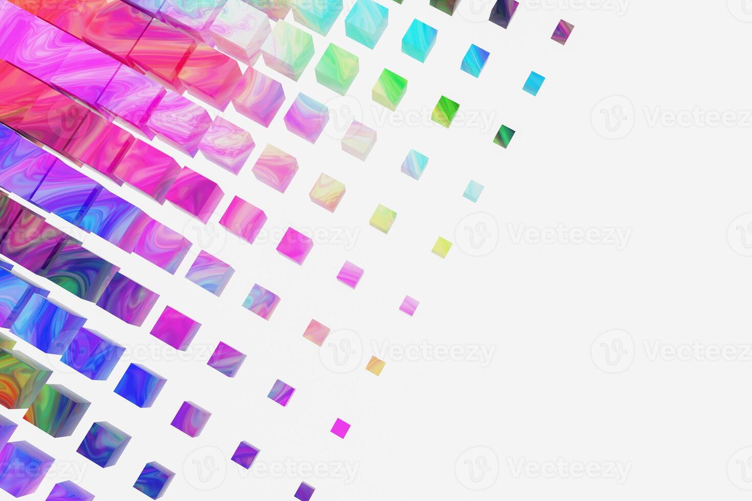 Cubes with wave colorful painting pattern, 3d rendering. photo