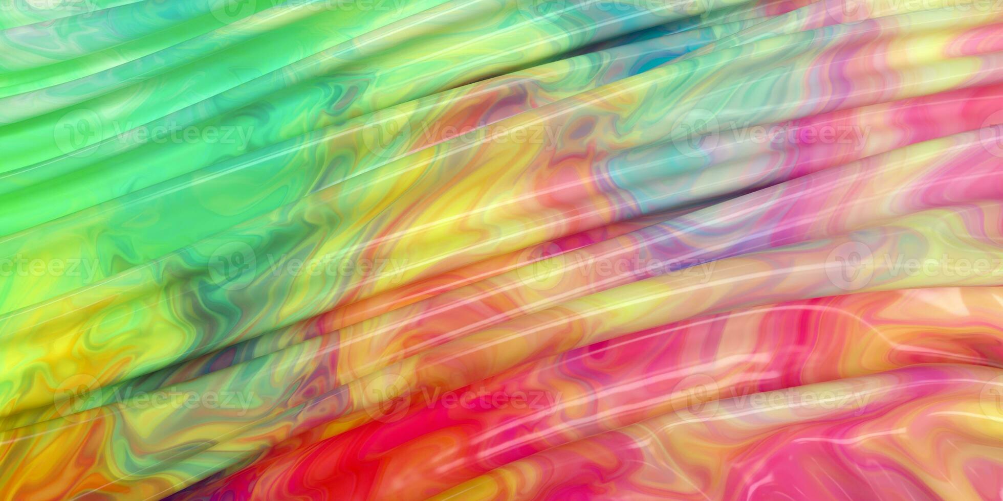 Wave colorful painting pattern with fabric background, 3d rendering. photo