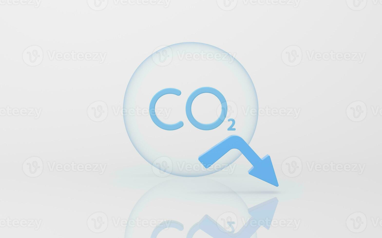 Carbon emissions and decline arrow, 3d rendering. photo