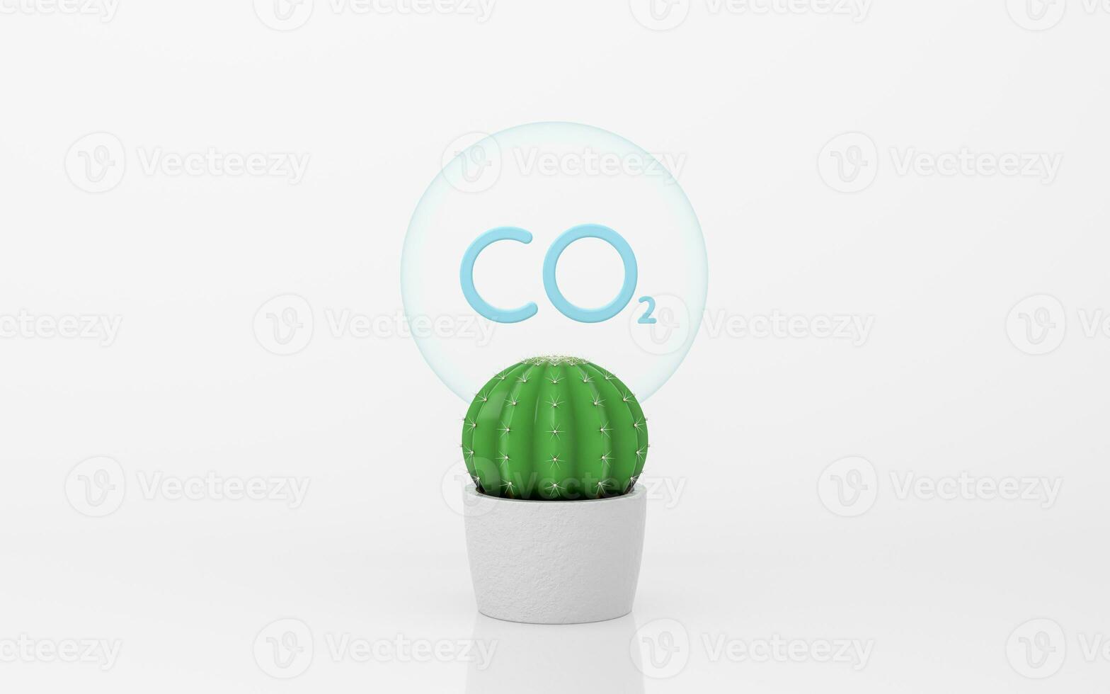 Carbon emissions and prickly pear with white background, 3d rendering. photo