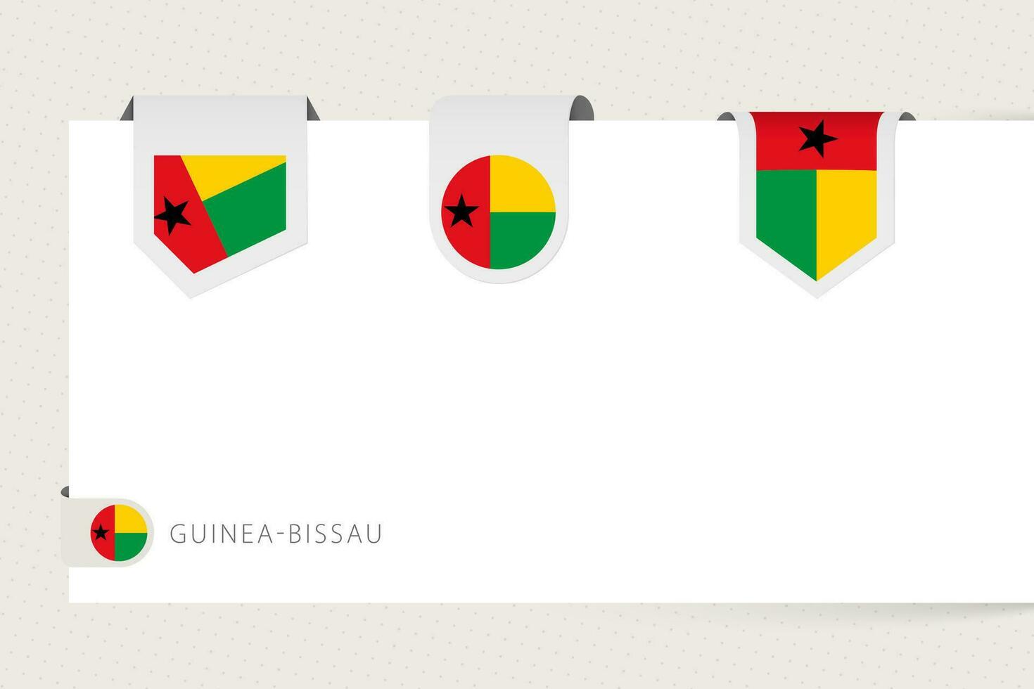Label flag collection of Guinea-Bissau in different shape. Ribbon flag template of Guinea-Bissau vector