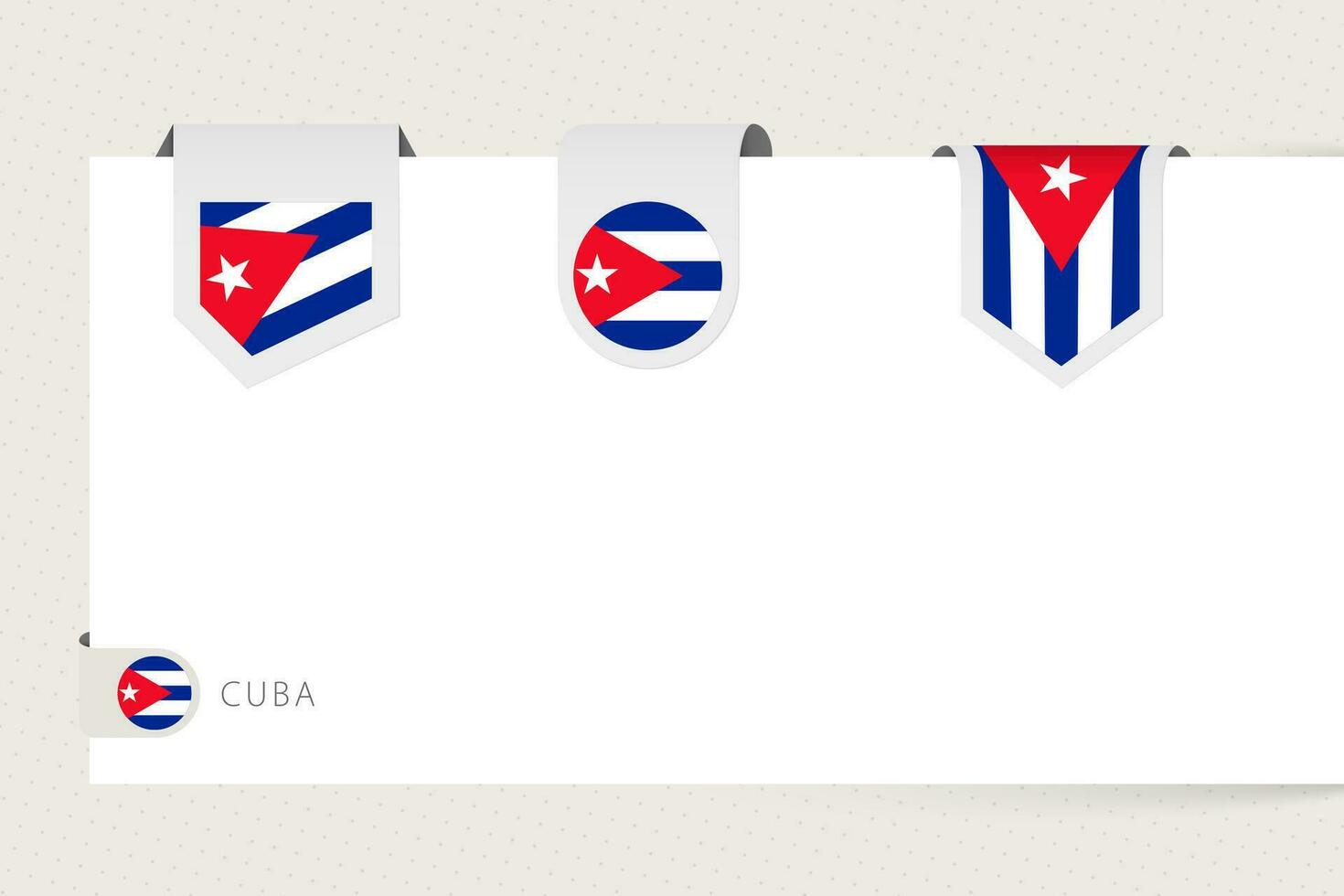 Label flag collection of Cuba in different shape. Ribbon flag template of Cuba vector