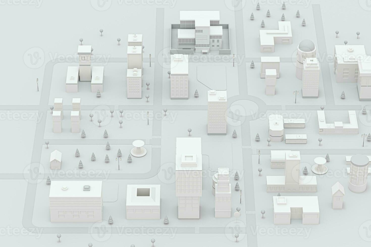 Downtown building, simulation city, 3d rendering. photo