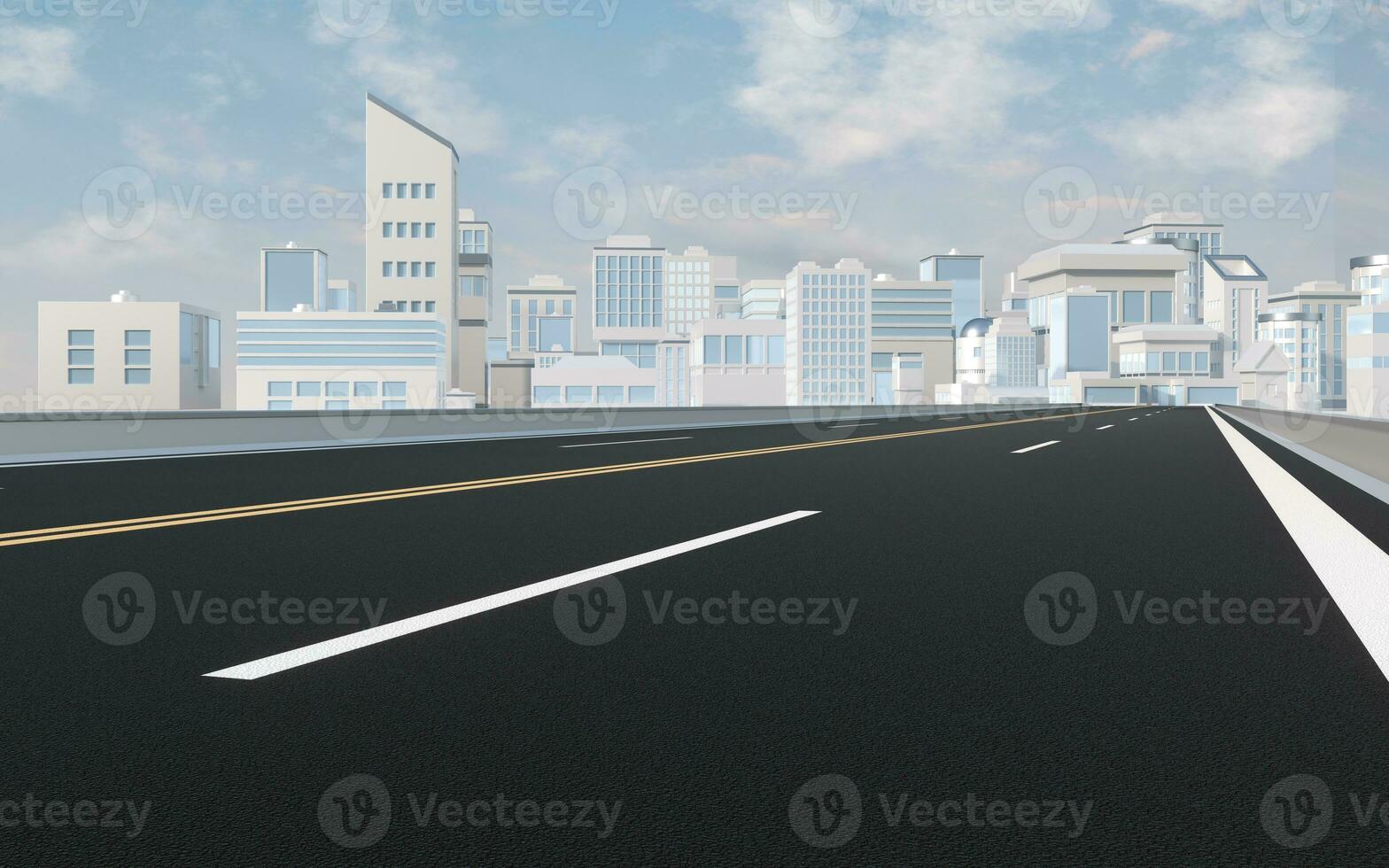 Urban road and digital city model, 3d rendering. photo