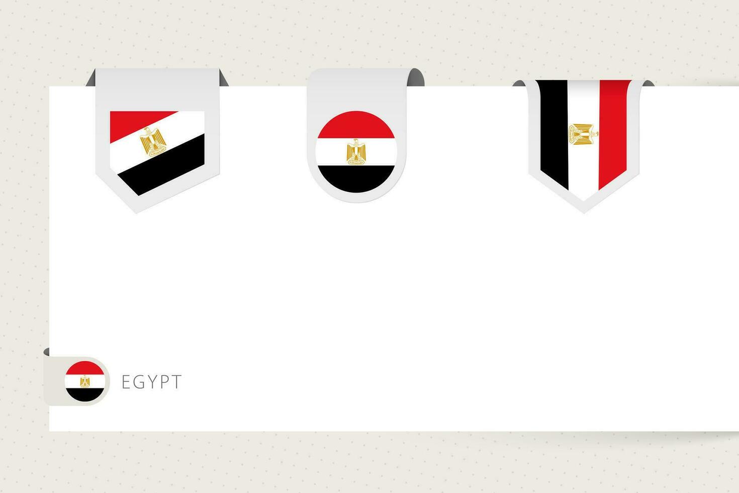 Label flag collection of Egypt in different shape. Ribbon flag template of Egypt vector