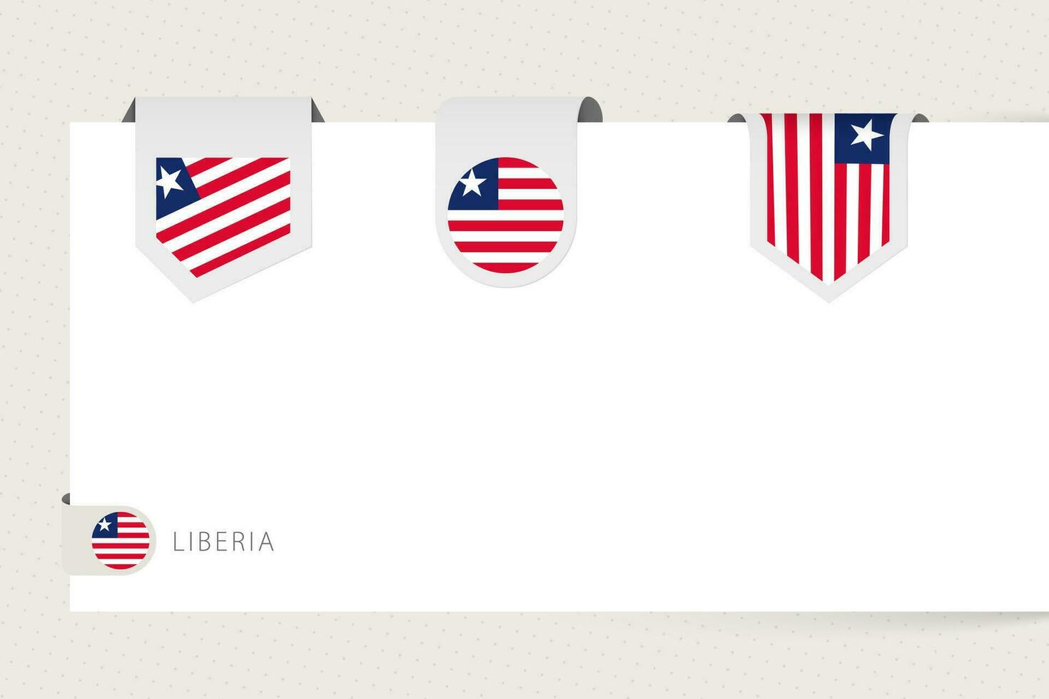 Label flag collection of Liberia in different shape. Ribbon flag template of Liberia vector