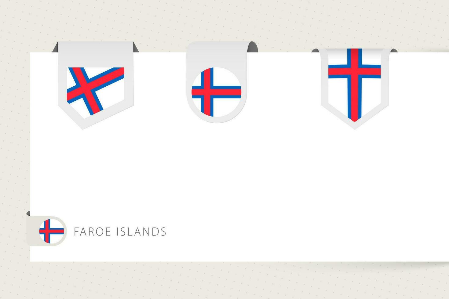 Label flag collection of Faroe Islands in different shape. Ribbon flag template of Faroe Islands vector