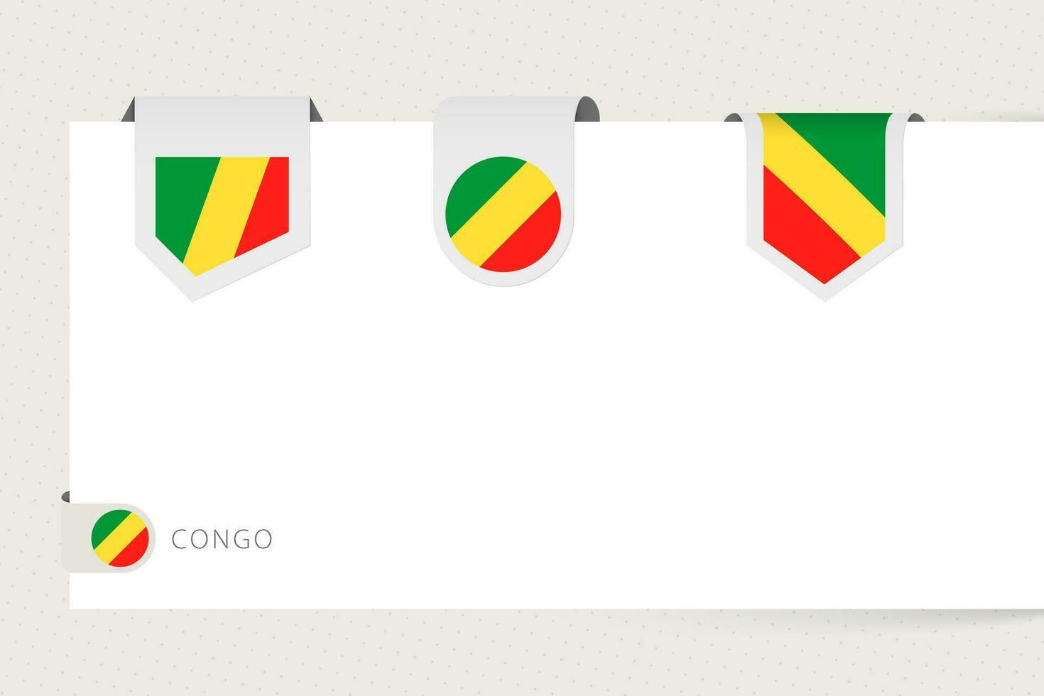 Label flag collection of Congo in different shape. Ribbon flag template of Congo vector