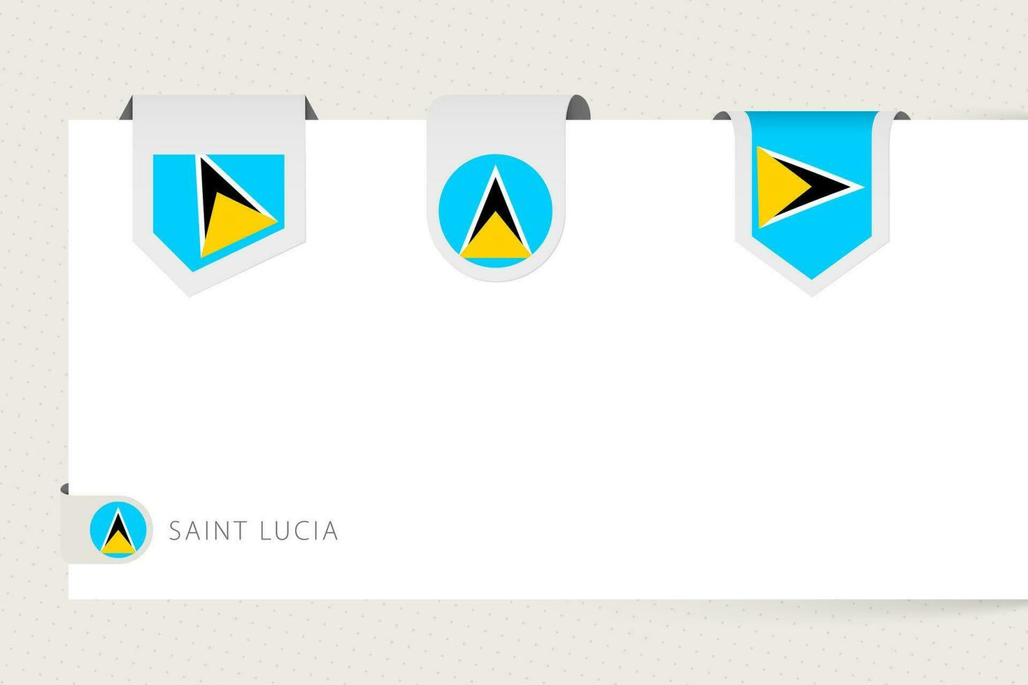 Label flag collection of Saint Lucia in different shape. Ribbon flag template of Saint Lucia vector