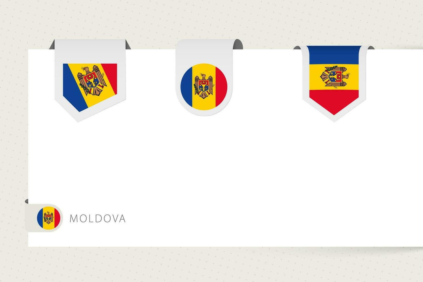 Label flag collection of Moldova in different shape. Ribbon flag template of Moldova vector