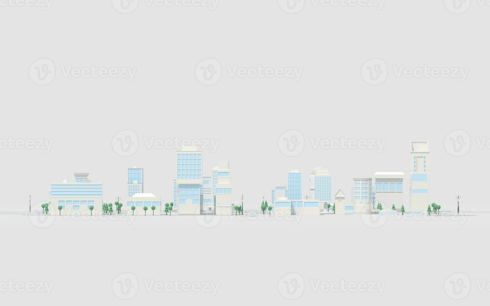 Digital city model with white background, 3d rendering. photo