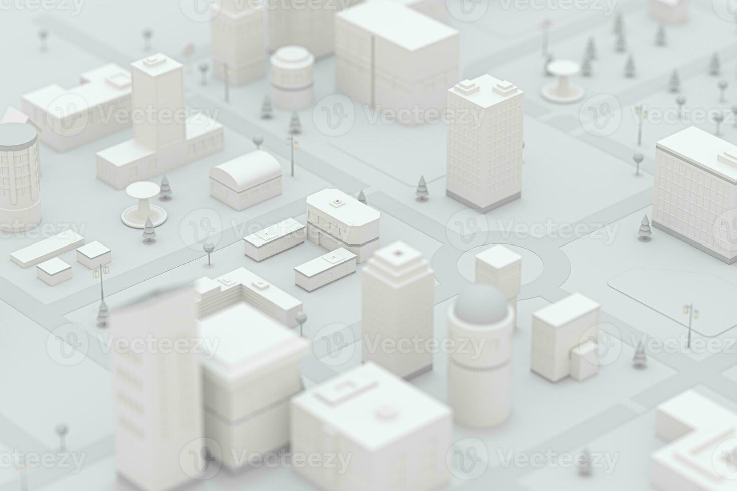 Downtown building, simulation city, 3d rendering. photo