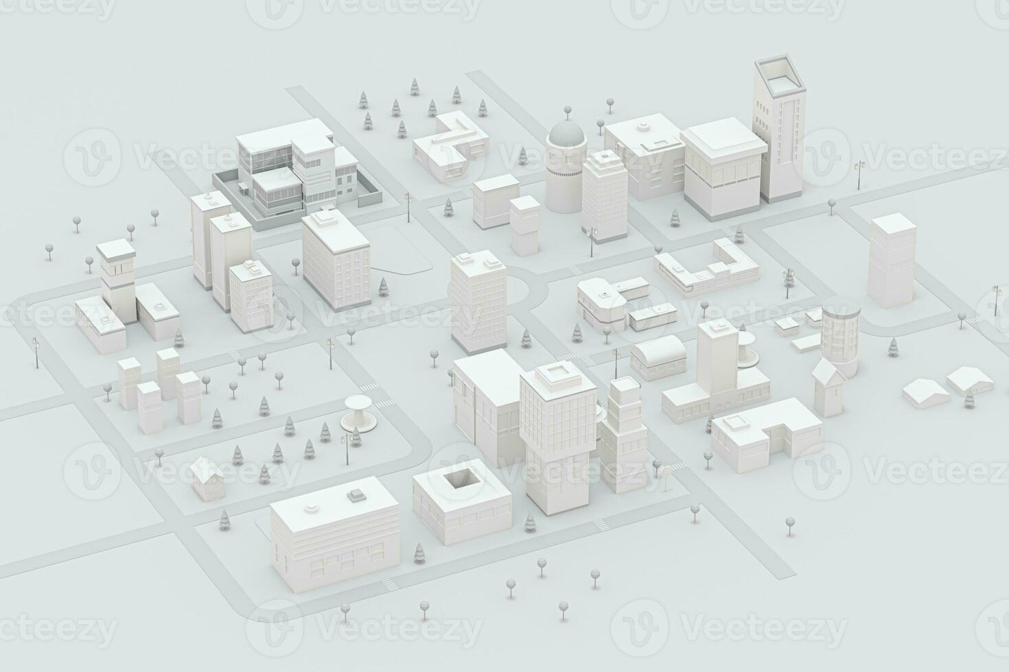 Downtown building, simulation city, 3d rendering. photo
