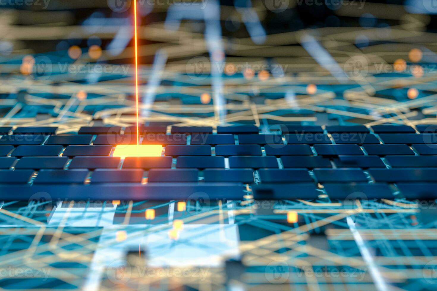 Circuit board and current data, data background, 3d rendering. photo