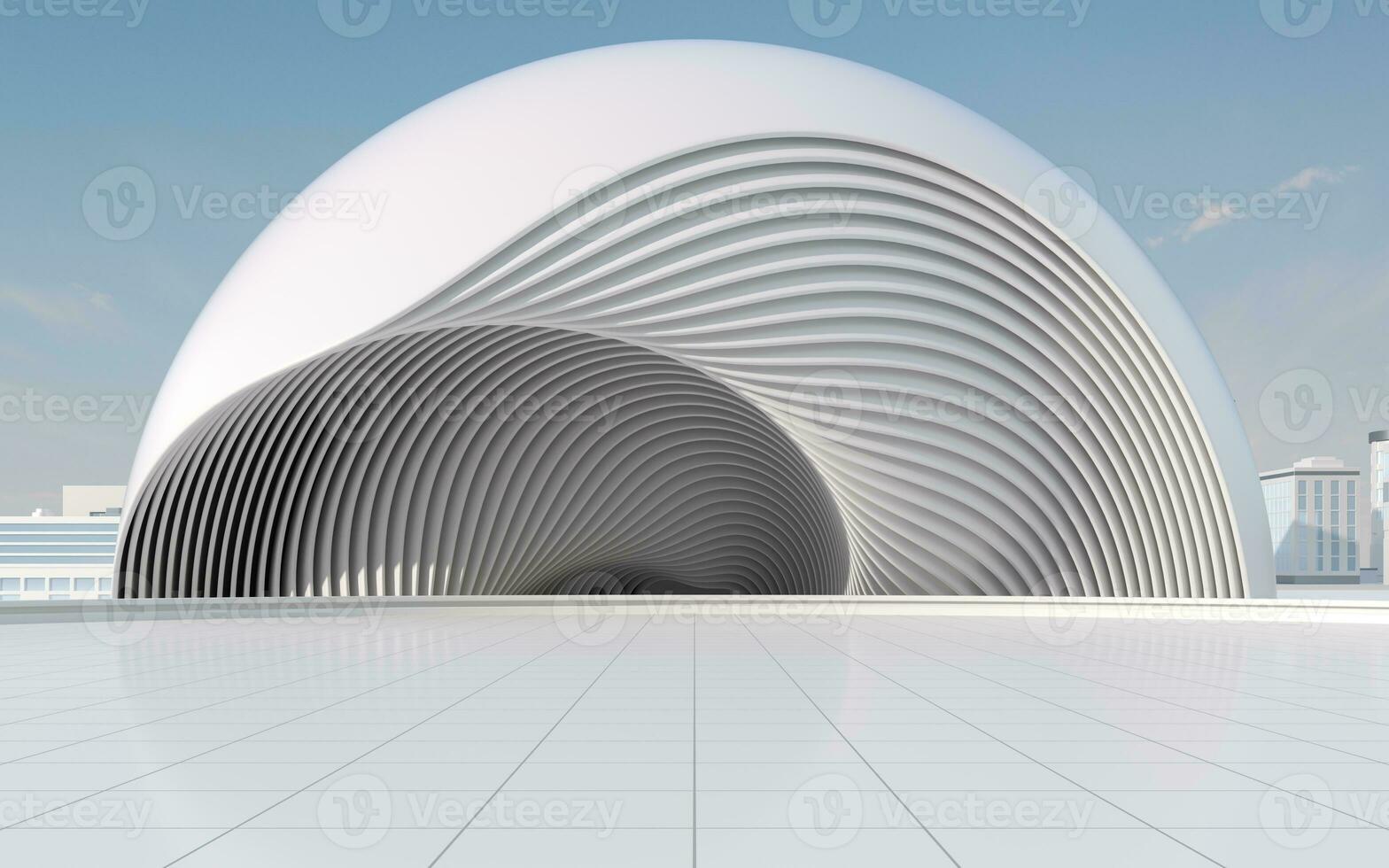 Curves and architecture with white background, 3d rendering. photo