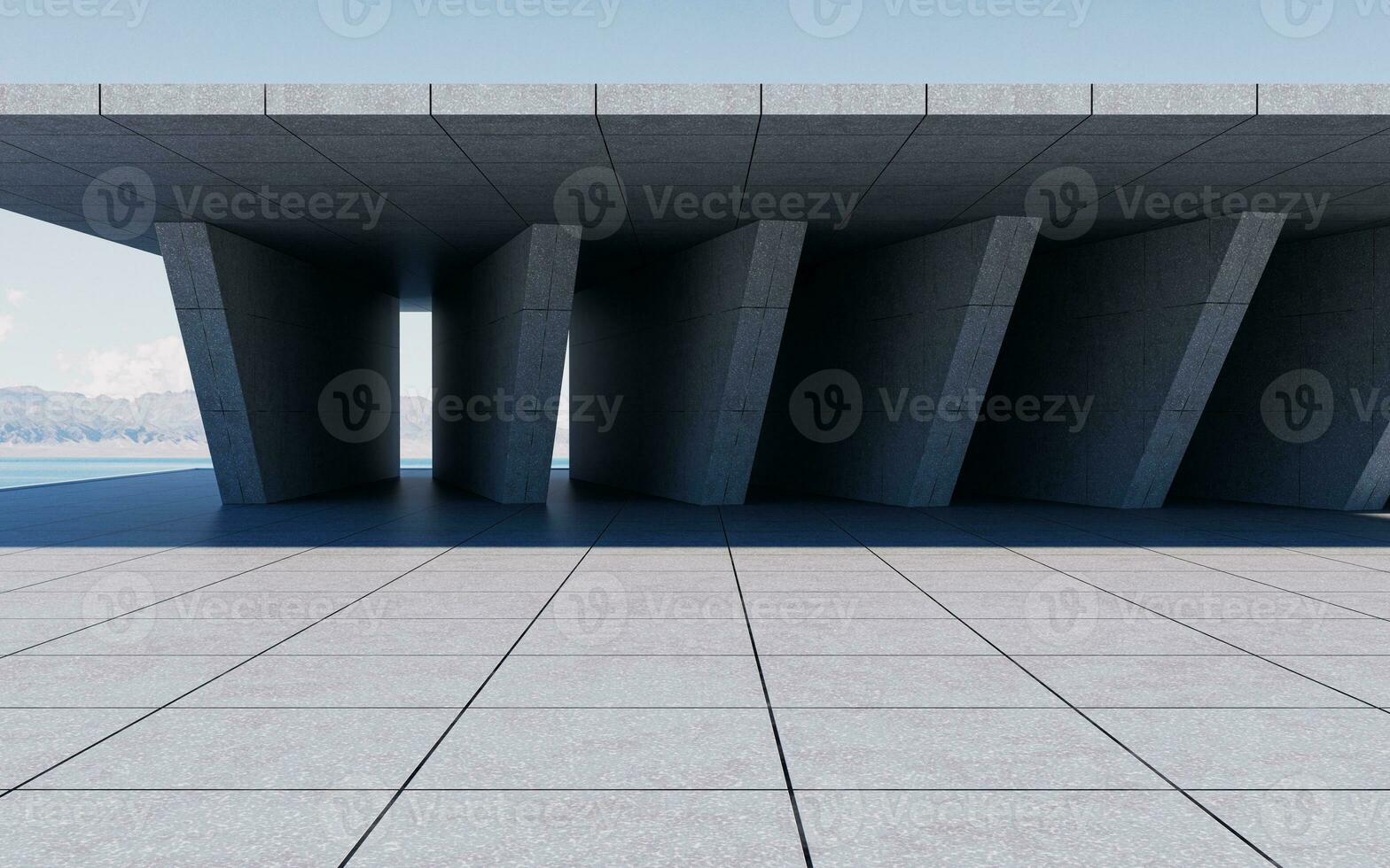 Abstract concrete buildings with open background, 3d rendering. photo