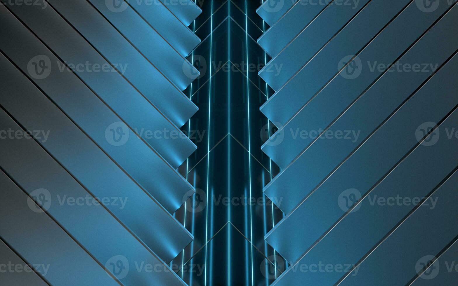 Triangle tunnel with cubes on sides, 3d rendering. photo