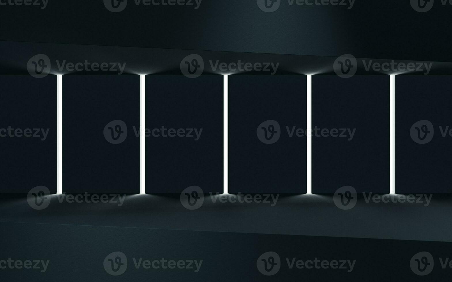 Empty room with black background, 3d rendering. photo