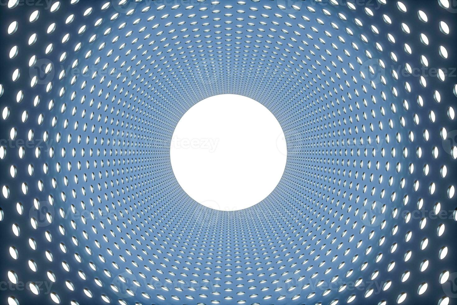 Metal circular tunnel, modern architectural concept, 3d rendering. photo
