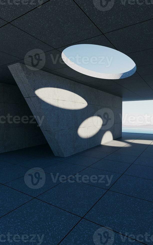 Abstract concrete buildings with open background, 3d rendering. photo