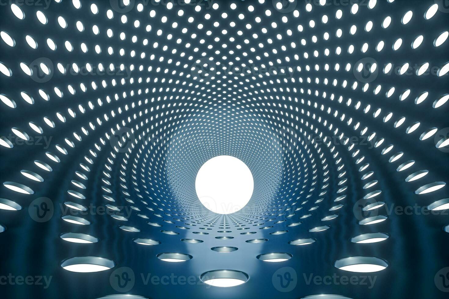 Metal circular tunnel, modern architectural concept, 3d rendering. photo