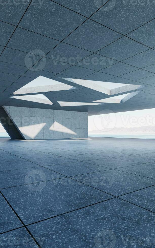 Abstract concrete buildings with open background, 3d rendering. photo