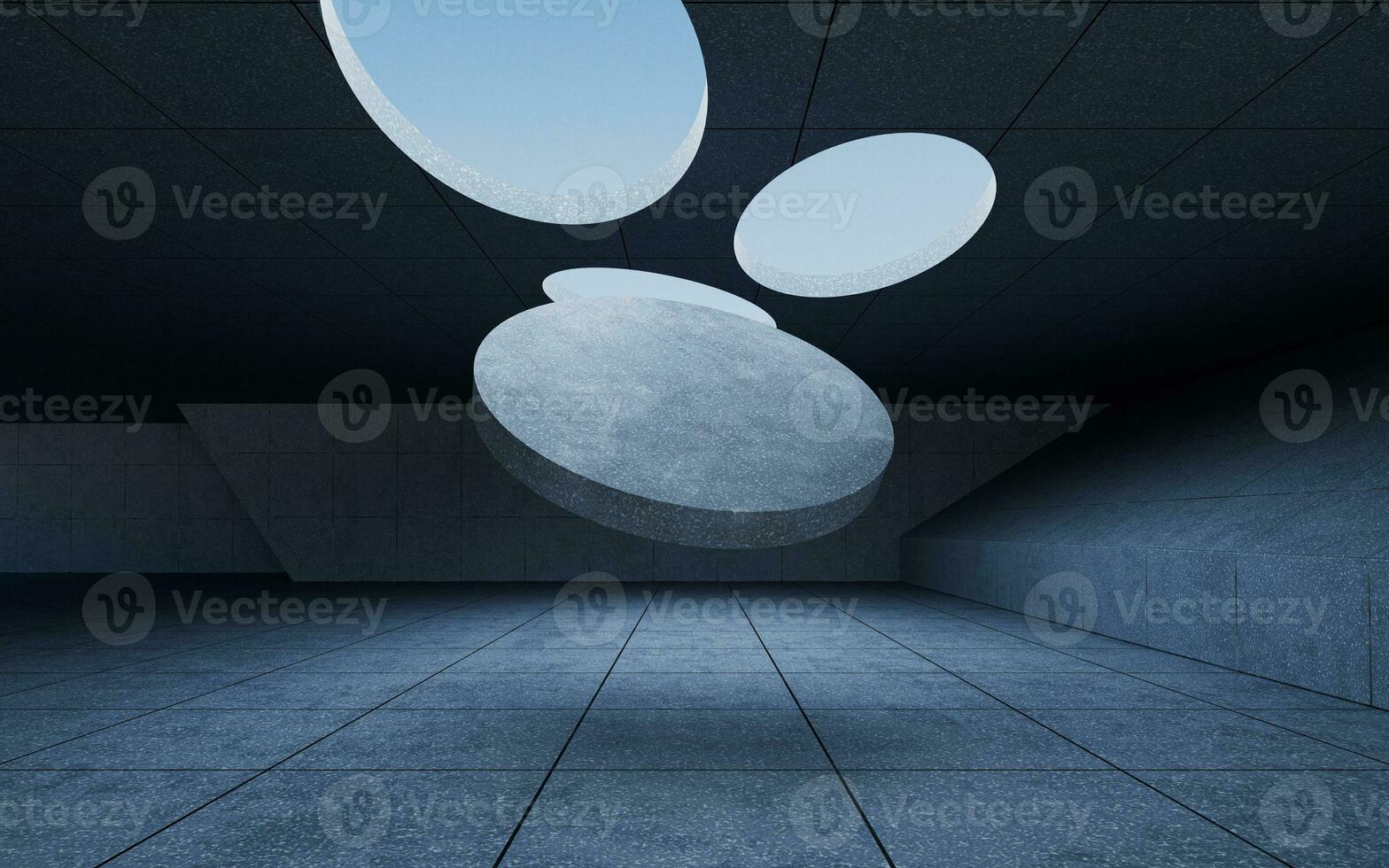 Abstract concrete buildings with open background, 3d rendering. photo