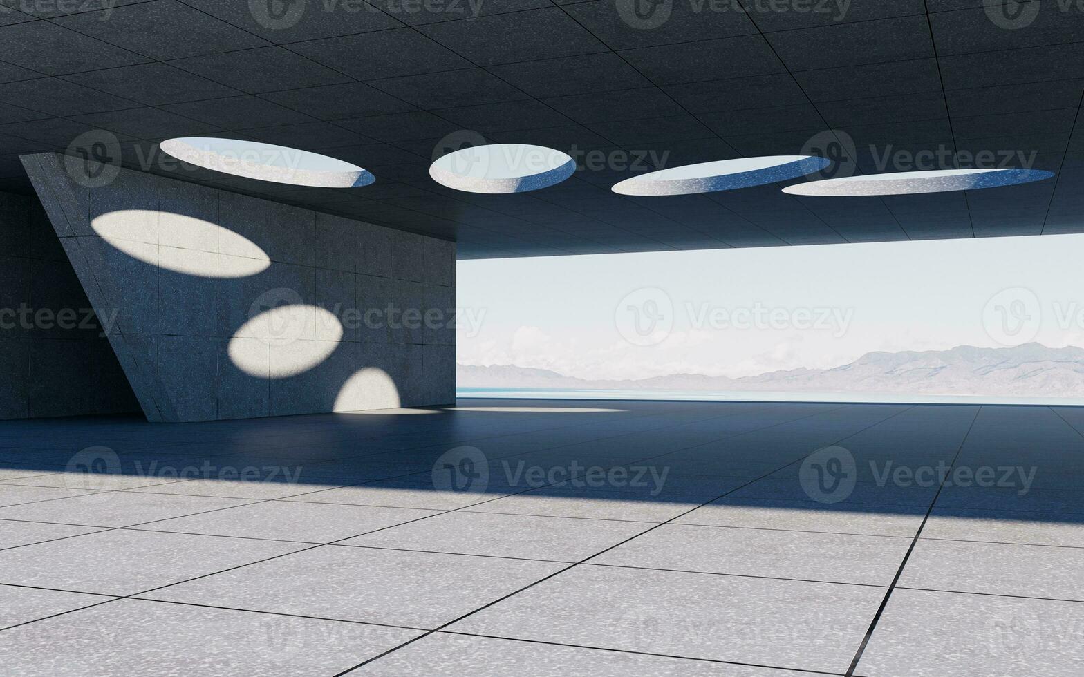 Abstract concrete buildings with open background, 3d rendering. photo