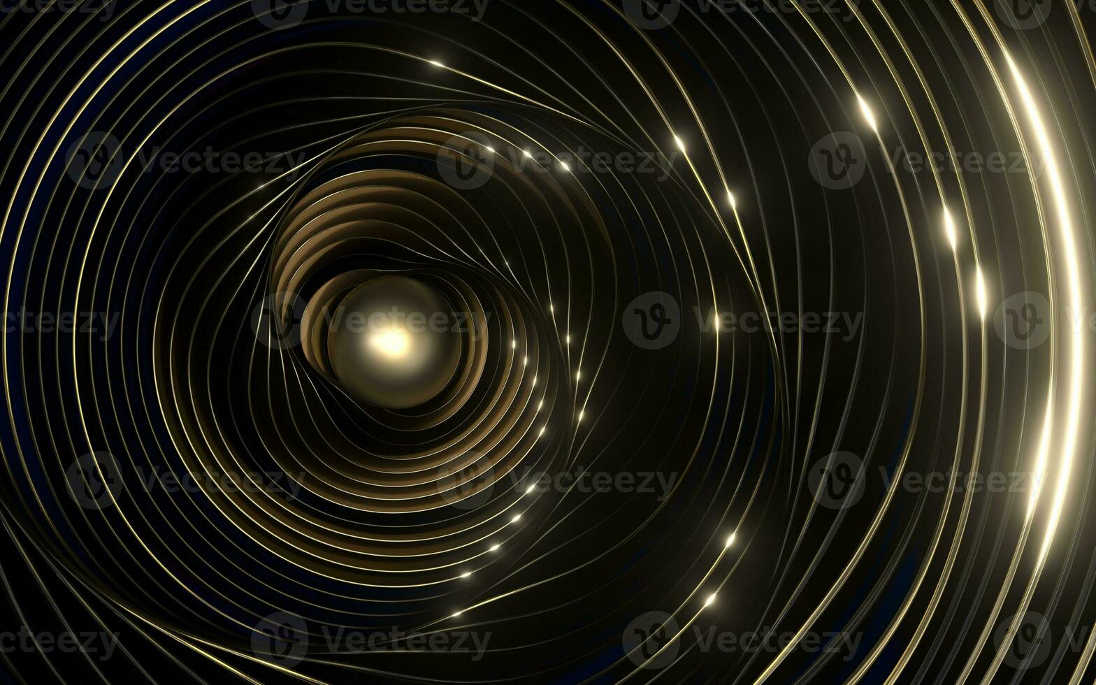 Flowing curves with black background, 3d rendering. photo