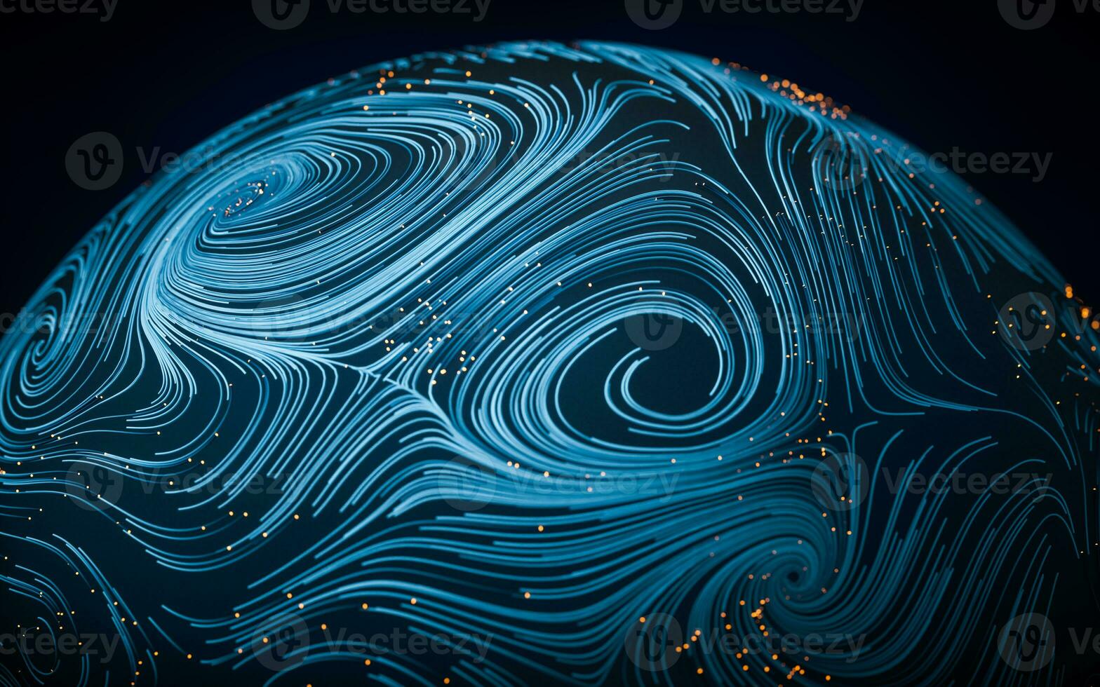 Wave pattern with flowing curl lines, 3d rendering. photo