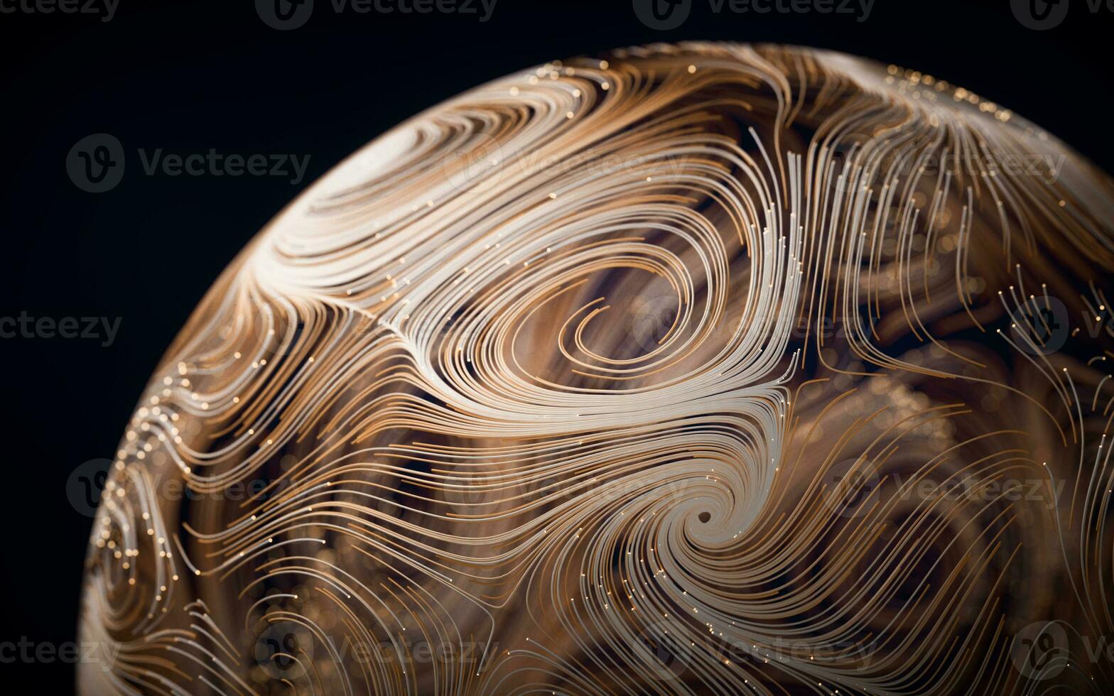 Wave pattern with flowing curl lines, 3d rendering. photo