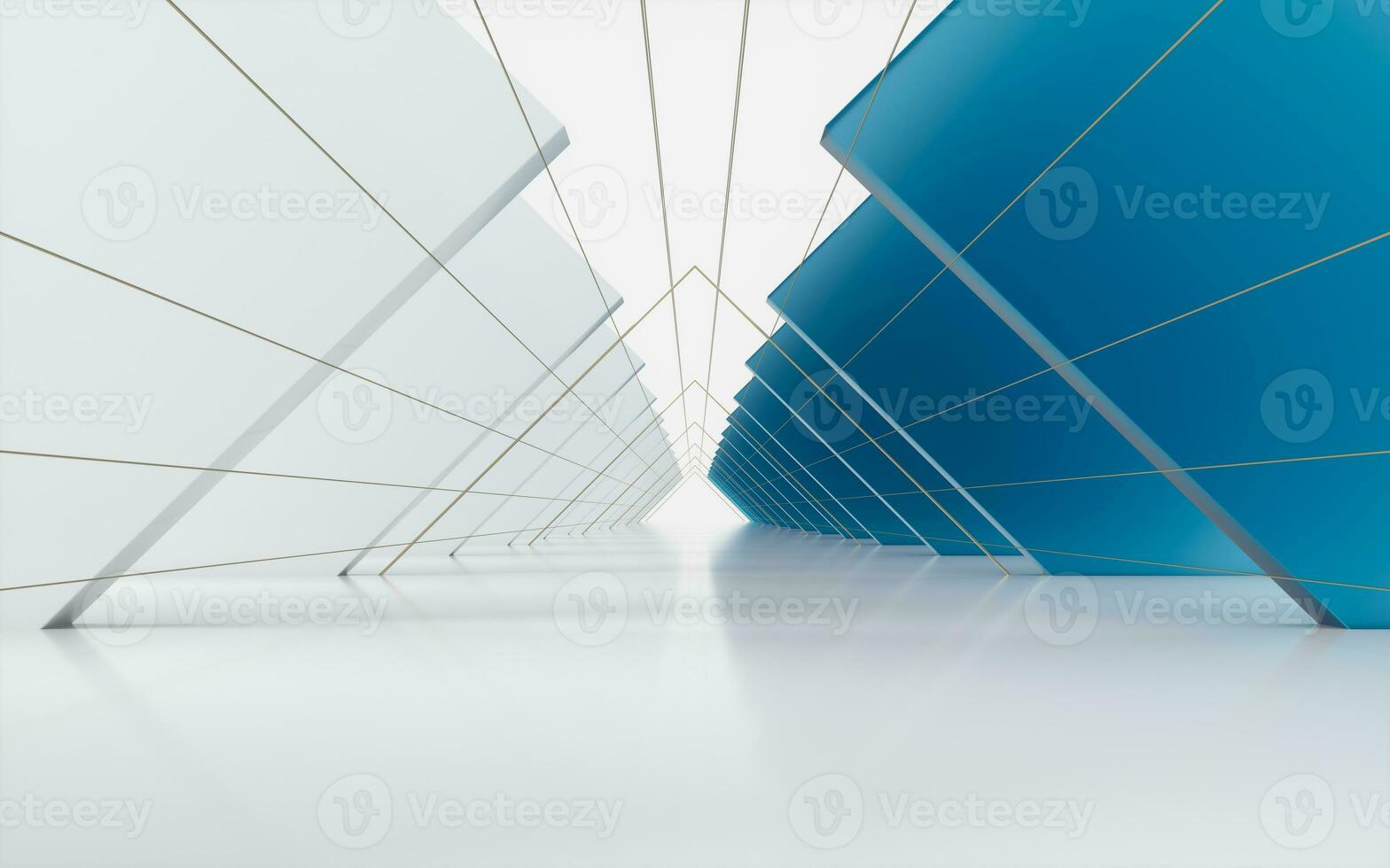Triangle tunnel with cubes on sides, 3d rendering. photo