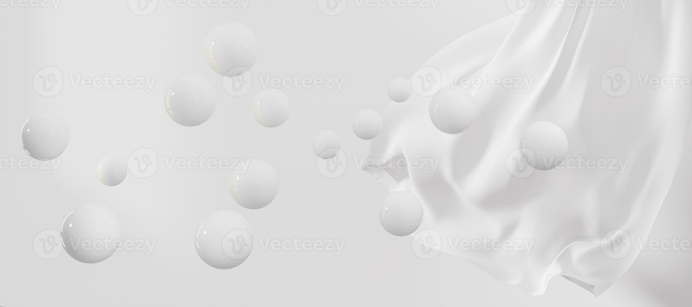 White flying clothes and balls, 3d rendering. photo