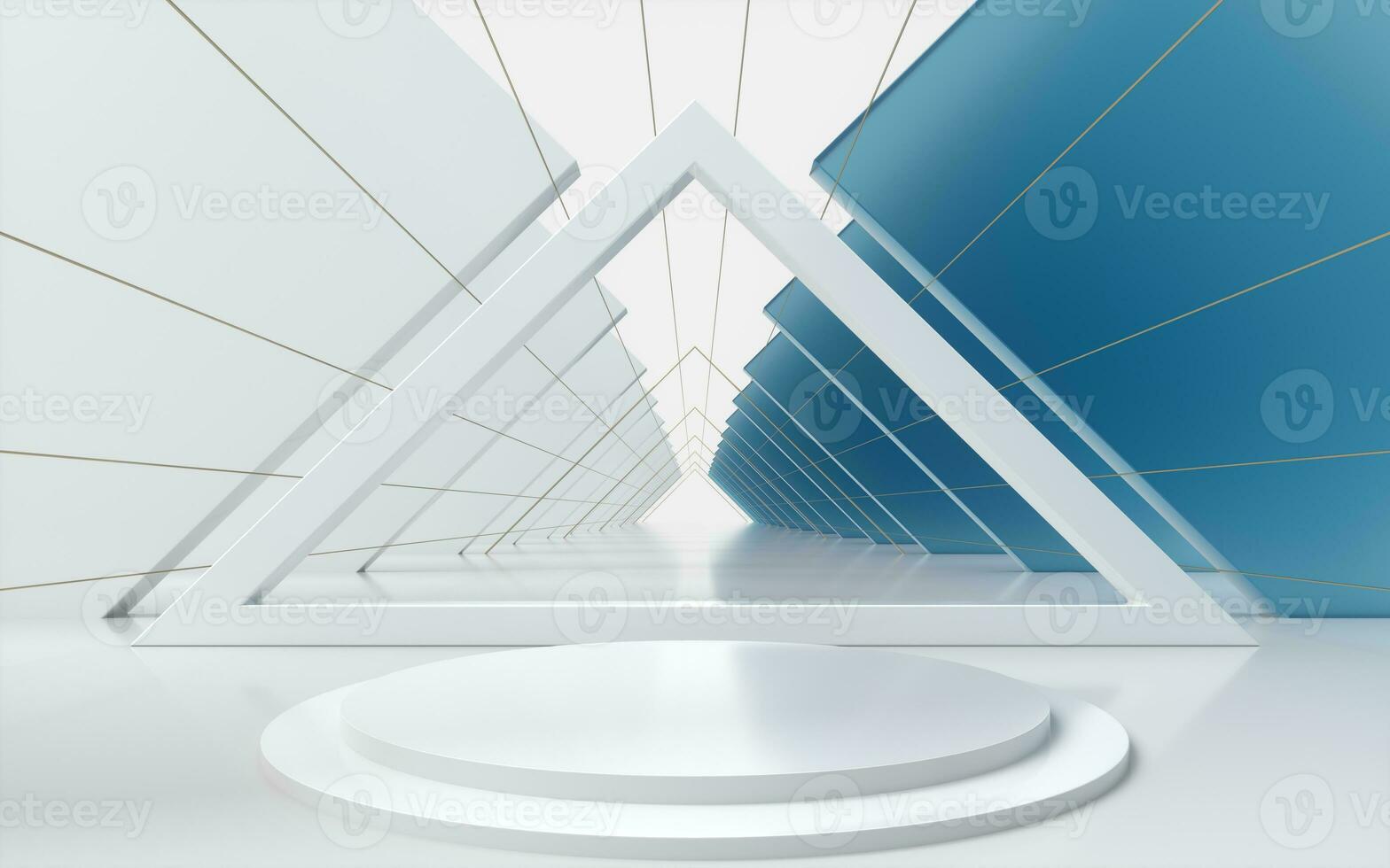 Triangle tunnel with cubes on sides, 3d rendering. photo