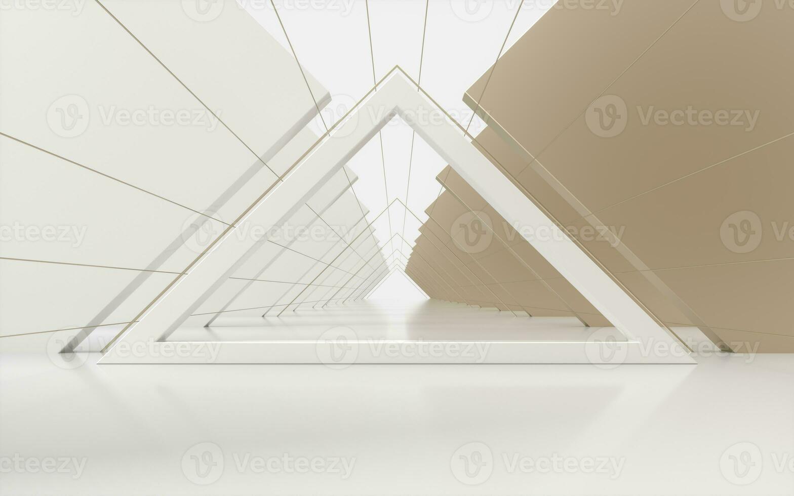 triángulo túnel con cubitos en lados, 3d representación. foto