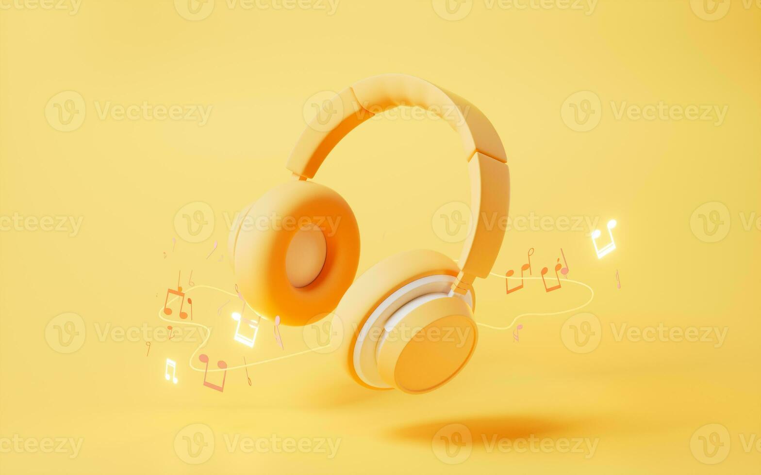 Headphones gaming headset, 3d rendering. Listening audio electronic device. photo
