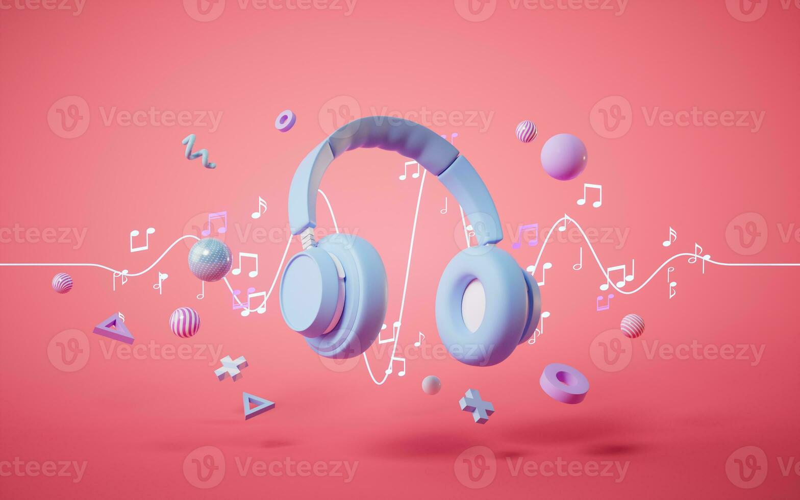 Headphones gaming headset, 3d rendering. Listening audio electronic device. photo