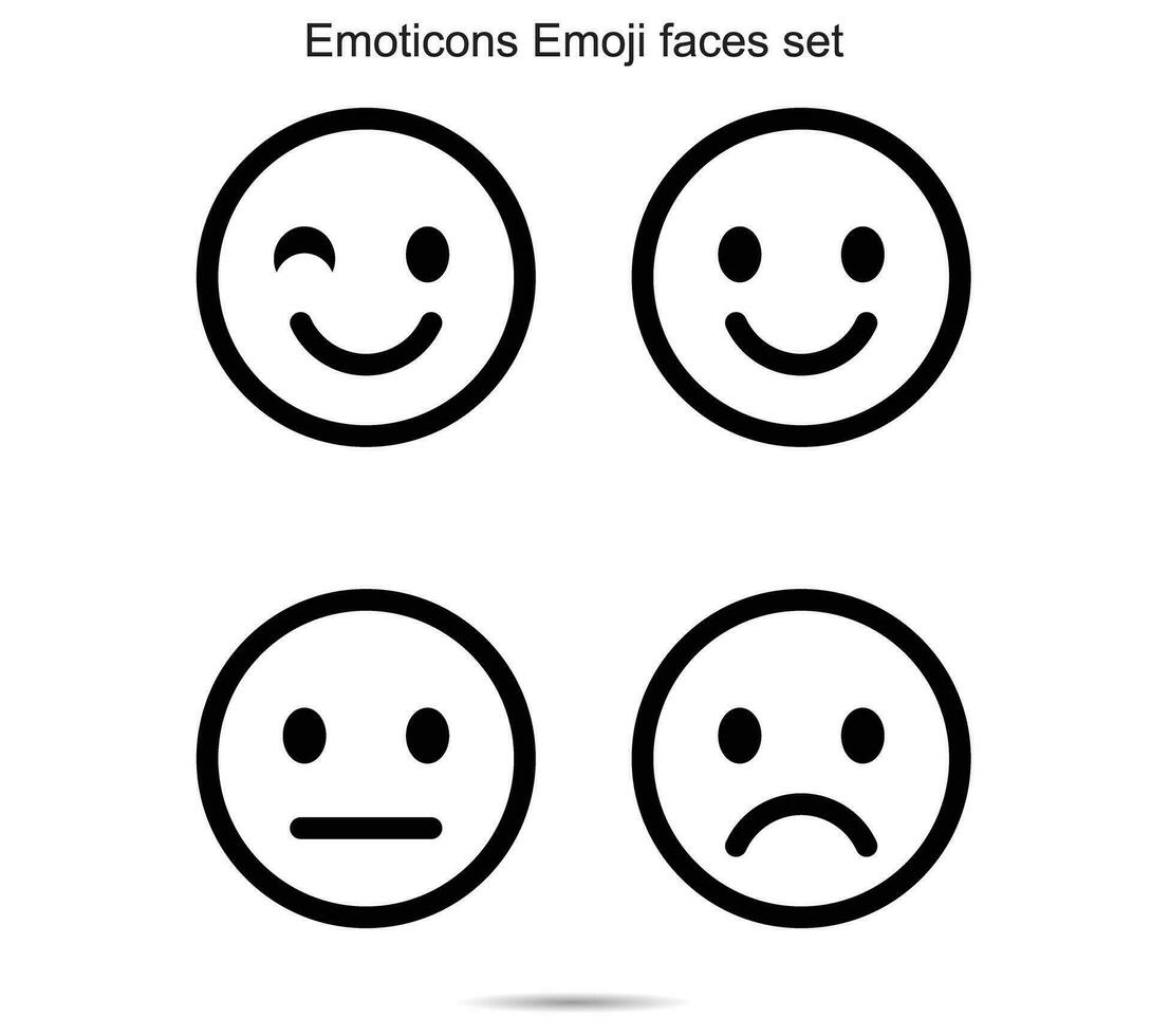 Emoticons Emoji faces set, vector illustration.