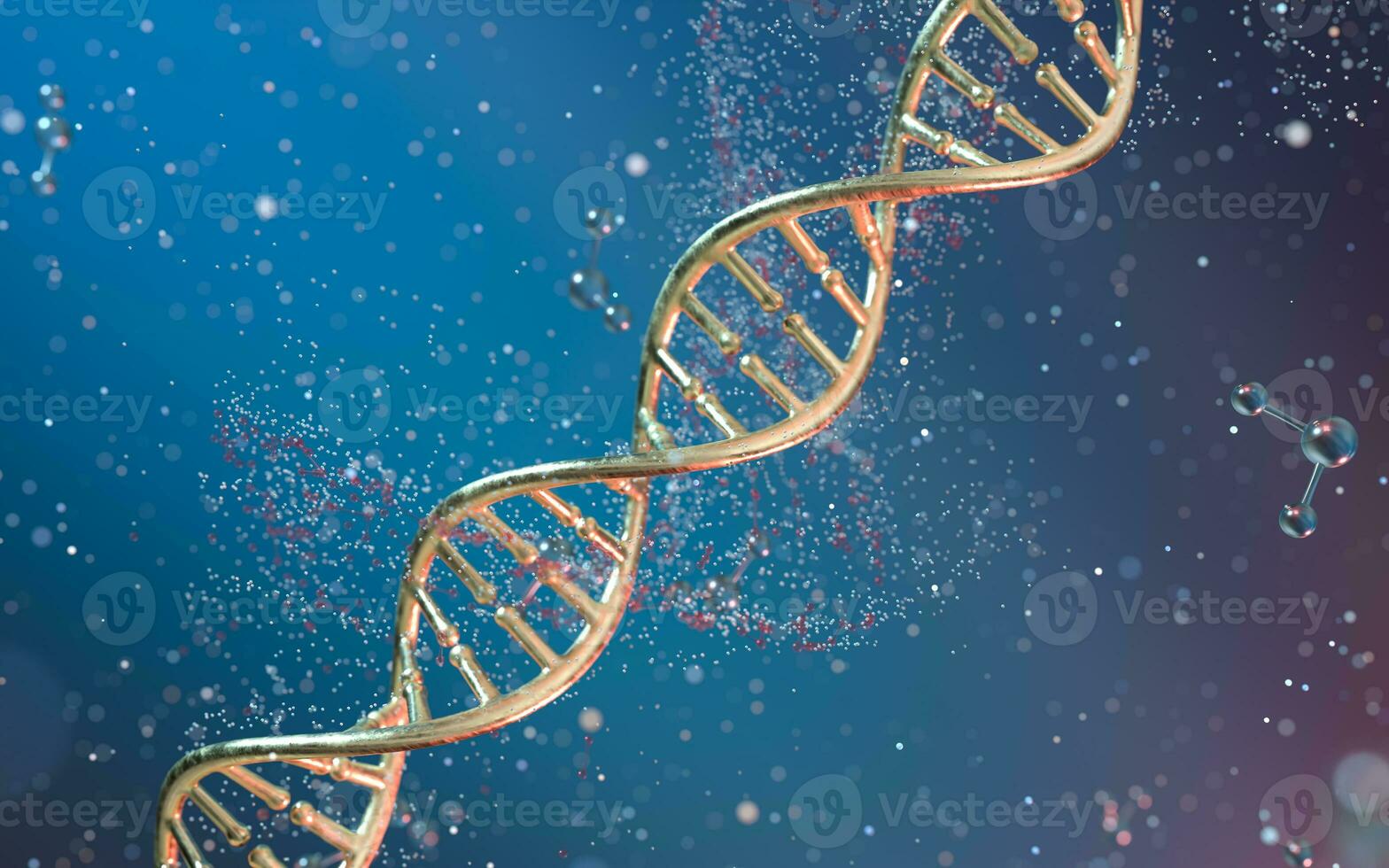 DNA genomes structure with division molecule, 3d rendering. photo